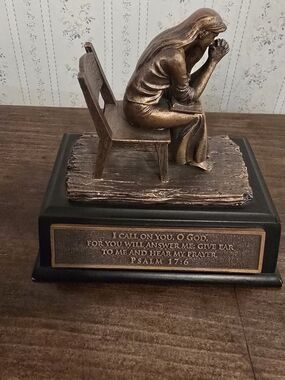 Bronze-Tone Praying Woman Sculpture - Inspirational Home Accent